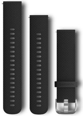 Garmin Strap Quick Release 20mm, Silicone, Black, Silver buckle (Venu, Venu Sq, Venu 2 plus etc.) + elongated part