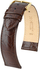 Dark brown leather strap Hirsch Crocograin L 12322810-2 (Calfskin)