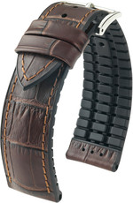 Dark brown strap Hirsch Paul L 0925028010-2 (Calfskin / natural rubber)