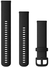 Garmin Strap Quick Release 20mm, silicone, black, black buckle (+ elongated part) for Venu, Venu Sq, Venu 2+ etc.