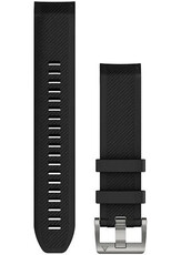 Strap Garmin QuickFit 22mm, silicone, black, silver clasp (Fenix 7/6/5, Epix 2, MARQ aj.)