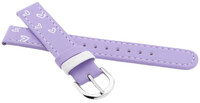 Children's Leather Strap 15 mm, Purple, Silver Buckle (Heart Theme)