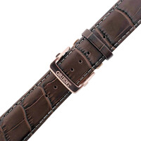 Brown leather strap Orient UL015012P0, rose gold buckle