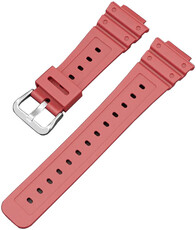 Strap for Casio, silicone, red, silver buckle (GA2100,DW6900)