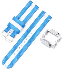 Strap for Casio G-Shock, NATO, textile, blue-white, silver buckle (GA-2100/GA-2110, DW-5600, GW-6900) with adapter