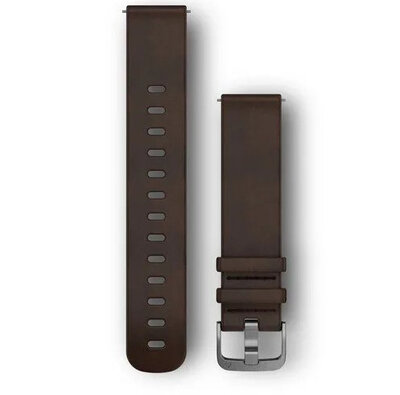 Strap Garmin Quick Release 20mm, leather, dark brown, silver clasp (Venu, Venu Sq, Venu 2 plus aj.)