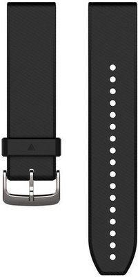 Strap Garmin QuickFit 22mm, silicone, black, silver clasp (Fenix 7/6/5, Epix 2 aj.)