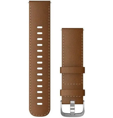 Strap Garmin Quick Release 22mm, leather, brown, silver clasp (Venu, Forerunner 255, Vívoactive 4 aj.)