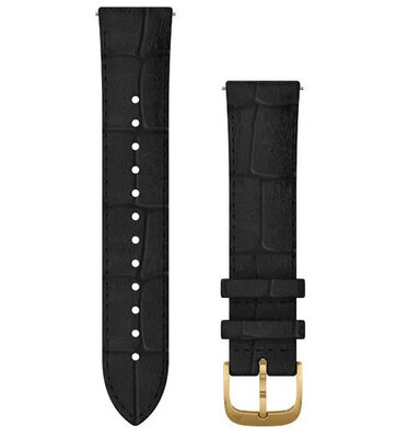 Strap Garmin Quick Release 20mm, leather, black, golden clasp (Venu, Venu Sq, Venu 2 plus aj.)