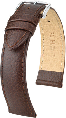 Dark brown leather strap Hirsch Kansas L 01502010-2 (Calfskin)