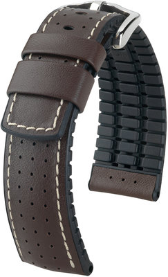 Dark brown strap Hirsch Tiger L 0915075010-2 (Calfskin / natural rubber)