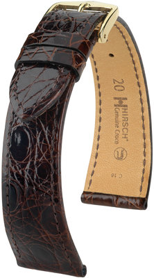 Dark brown leather strap Hirsch Genuine Croco L 18920810-1 (Crocodile leather)