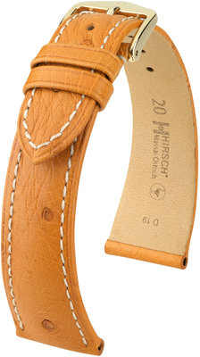 Brown leather strap Hirsch Massai Ostrich L 04362074-1 (Ostrich leather) Hirsch selection