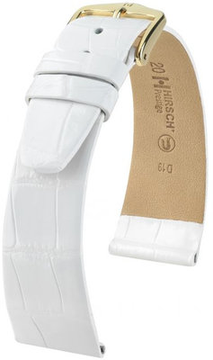 White leather strap Hirsch Prestige M 02207100-1 (Alligator leather) Hirsch Selection