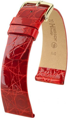 Red leather strap Hirsch Prestige L 02208020-1 (Crocodile leather) Hirsch Selection