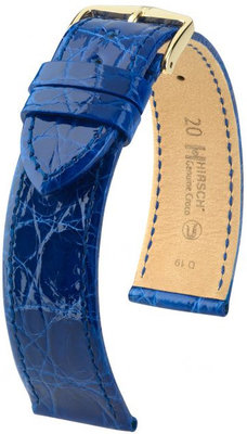Blue leather strap Hirsch Genuine Croco M 01808185-1 (Crocodile leather) Hirsch Selection