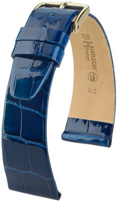 Dark blue leather strap Hirsch Prestige M 02307180-1 (Alligator leather) Hirsch Selection