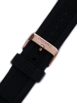 Strap Orient VDDXQRB, silicone black, rosegold clasp (pro modely FER1V, FET0H)