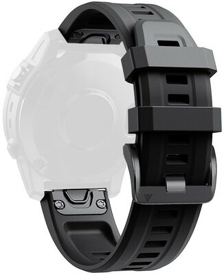 Strap QuickFit 26mm, silicone, black, black clasp (Garmin Fenix 7X/6X/5X, Tactix aj.)