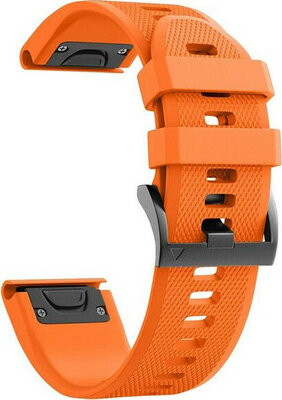 Strap QuickFit 22mm, silicone, orange, black clasp (Garmin Fenix 7/6/5, Epix 2 aj.)