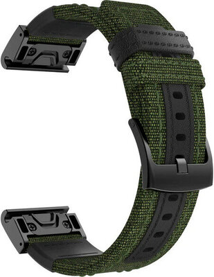 Strap QuickFit 22mm, nylon, green, black clasp (Garmin Fenix 7/6/5, Epix 2 aj.)