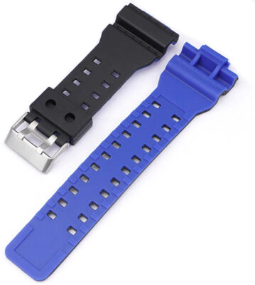 Strap pro Casio G-Shock, plastic, blue-black, silver clasp (pro modely GA-100, GA-110, GD-120, GLS-100)