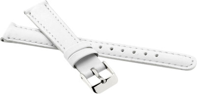 Children's Leather Strap 14 mm, White, Silver Buckle