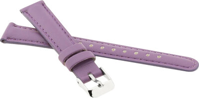 Children's Leather Strap 14 mm, Purple, Silver Buckle