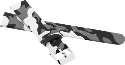 Children's Leather Strap 16 mm, Camo (Black/White), Silver Buckle