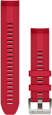 Strap Garmin Quickfit 22mm, silicone, red, silver clasp (Fenix 7/6/5, Epix 2, MARQ 2 aj.)