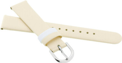 Children's Leather Strap 16 mm, Beige, Silver Buckle