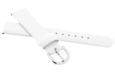 Children's Leather Strap 16 mm, White, Silver Buckle