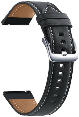 Strap Quick Release 22mm, leather, black, silver clasp (Garmin Venu, Forerunner 255, Vívoactive 4 aj.)