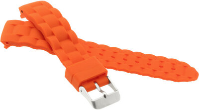 Children's Silicone Strap 18 mm, Orange, Silver Buckle