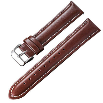 Ricardo Cagli, leather strap, dark brown with white stitching, silver clasp