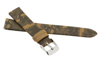 Children's polyurethane strap 16mm, mottled (brown), silver buckle