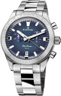 Edox SkyDiver Chronograph Quartz 10116-3-buidn Limited Edition 1000pcs ( + spare strap )