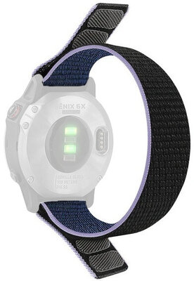 Threading strap 26mm, nylon, blue with purple stripe (Garmin Fenix 7/6/5 etc.)