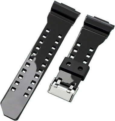 Strap for Casio G Shock plastic glossy black silver buckle for models GA 100 GA 110 GD 120 GLS 100 Hodinky 365