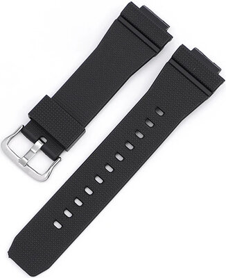 Strap for Casio G-Shock, silicone, black, silver buckle (for models GA-2100/GA-2110, DW-5600, GW-6900)