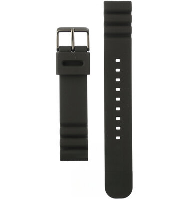 Black silicone strap Orient UR005011N9, silver buckle (for model RA-AC0L)