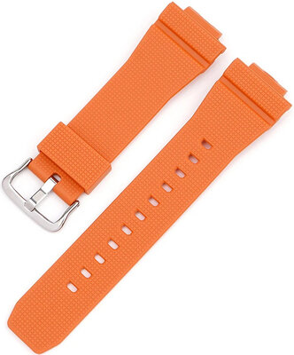 Strap for Casio G-Shock, silicone, orange, silver buckle (for models GA-2100/GA-2110, DW-5600, GW-6900)