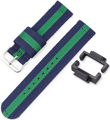 Strap for Casio G-Shock, NATO, textile, blue-green, silver buckle (GA-2100/GA-2110, DW-5600, GW-6900) with adapter