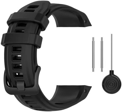 Strap for Garmin Instinct 2S, silicone, black, black buckle