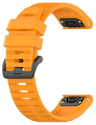 QuickFit strap 26mm, silicone, orange, dark buckle, oval end (Garmin Fenix 7X/6X/5X, Tactix, etc.)