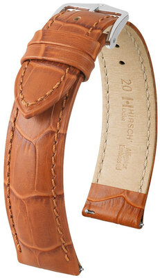 Leather strap Hirsch Duke S 01028375-1, brown, calf leather, shortened length