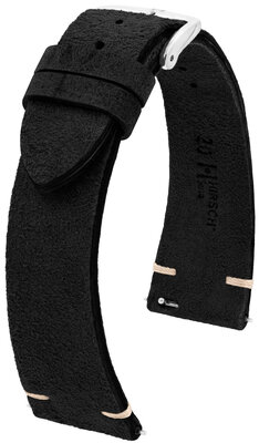 Leather strap Hirsch Serro L 05564050-2, black, antelope leather, Limited Edition