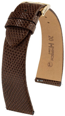 Leather strap Hirsch Lizard L 01866010-1, brown, lizard leather