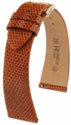 Leather strap Hirsch Lizard L 01866070-1, brown, lizard leather