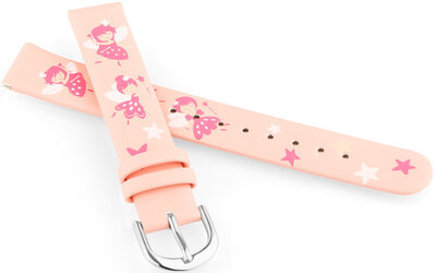 Leather strap JVD RJ7223.1 14mm, pink, children's